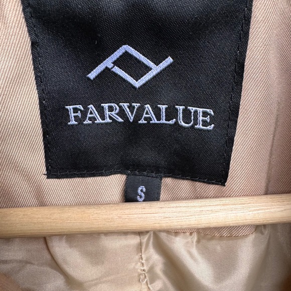 FARVALUE Womens Trench Coat Beige Double Breasted Belted Water Resistant Size S - Picture 8 of 11